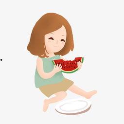 吃瓜女生图片卡通,趣味横生的视觉盛宴
